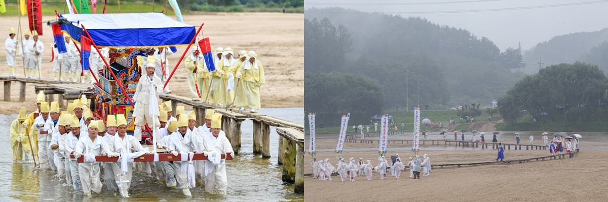 (왼쪽부터) 전통상여 행렬과 전통혼례 재현 모습/이하 영주시
