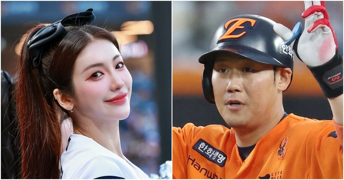 치어리더 김연정(좌)과 한화 이글스 하주석 / 김연정 인스타그램, 뉴스1