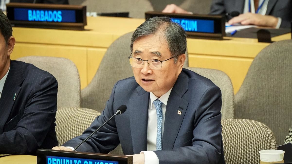 조현 외교부 장관이 지난달 25일(현지 시각) 미국 유엔본부 경제사회이사회(ECOSOC) 열린 '2025년 제2차 주요 20개국 협의체(G20) 외교장관회의' 참석해 발언하고 있다.  / 뉴스1