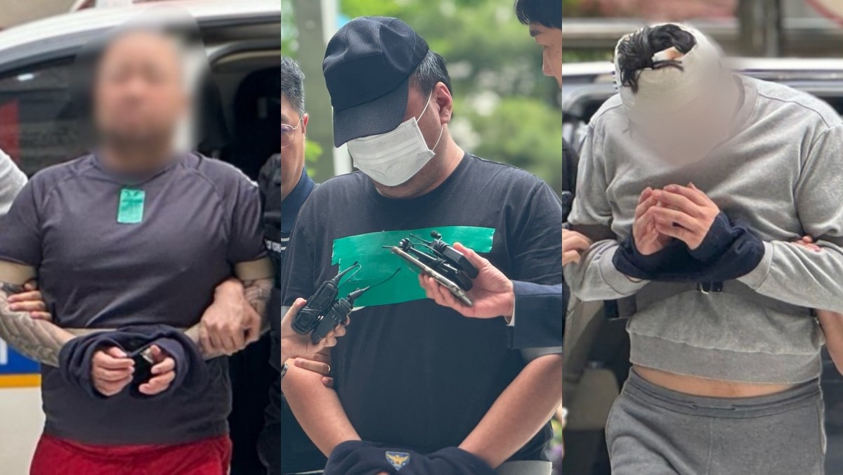 지난해 인천 송도에서 발생한 칼부림 사건과 관련해 A 씨와 공범들이 인천시 미추홀구 인천지법에서 열린 구속 전 피의자 심문(영장실질심사)에 출석하고 있다. / 뉴스1