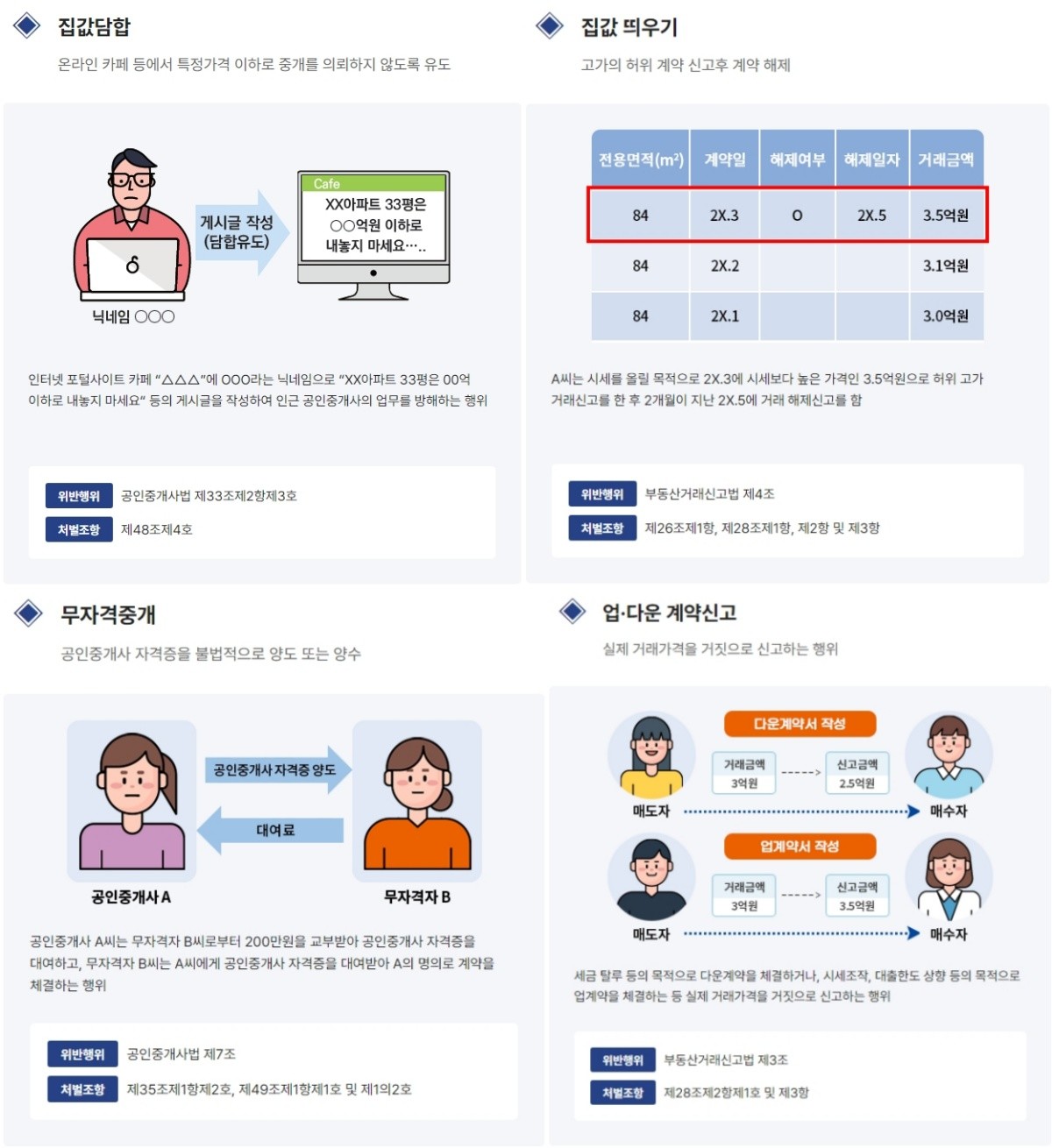 부동산 거래질서교란행위 위반 유형 / 국토교통부 제공