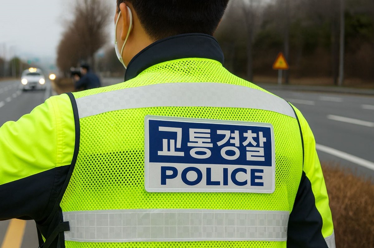 단속 중인 교통경찰 모습. 기사 이해를 돕기 위해 AI를 활용해 제작한 자료 이미지입니다. 기사 내용과 직접적인 관련은 없습니다.