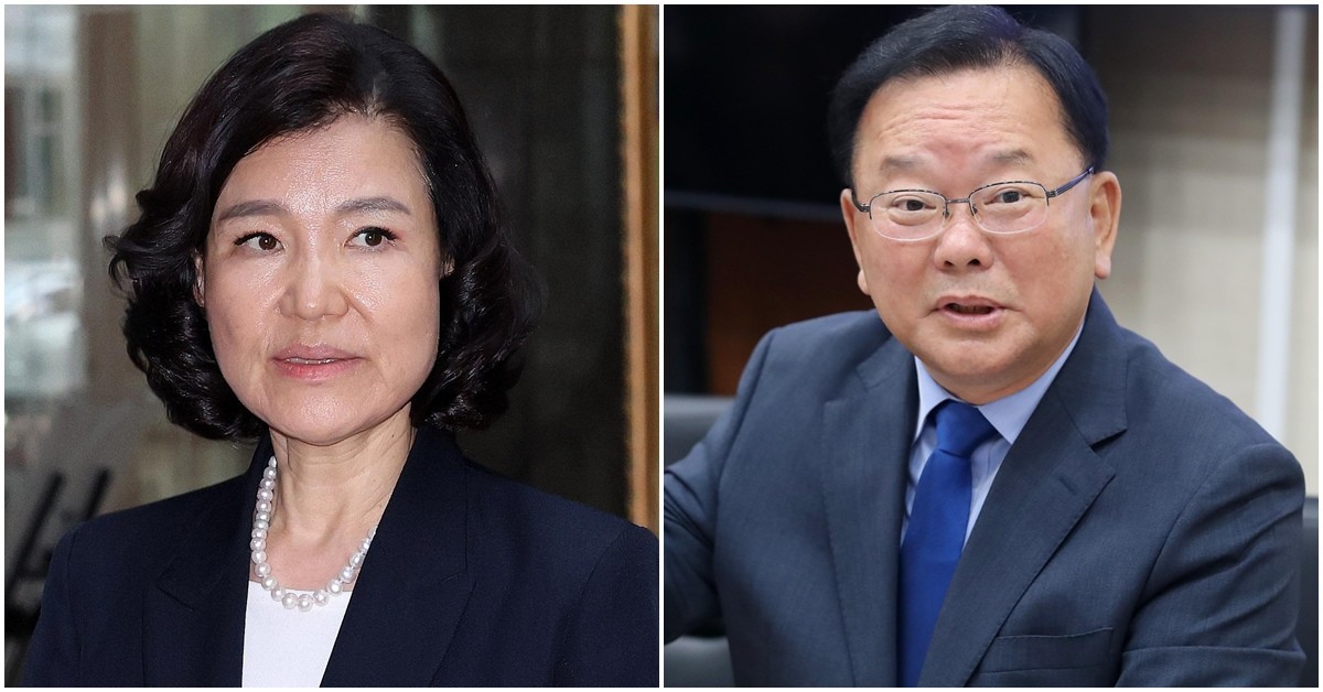 이진숙 전 방송통신위원장(왼쪽)과 김부겸 전 국무총리. / 뉴스1