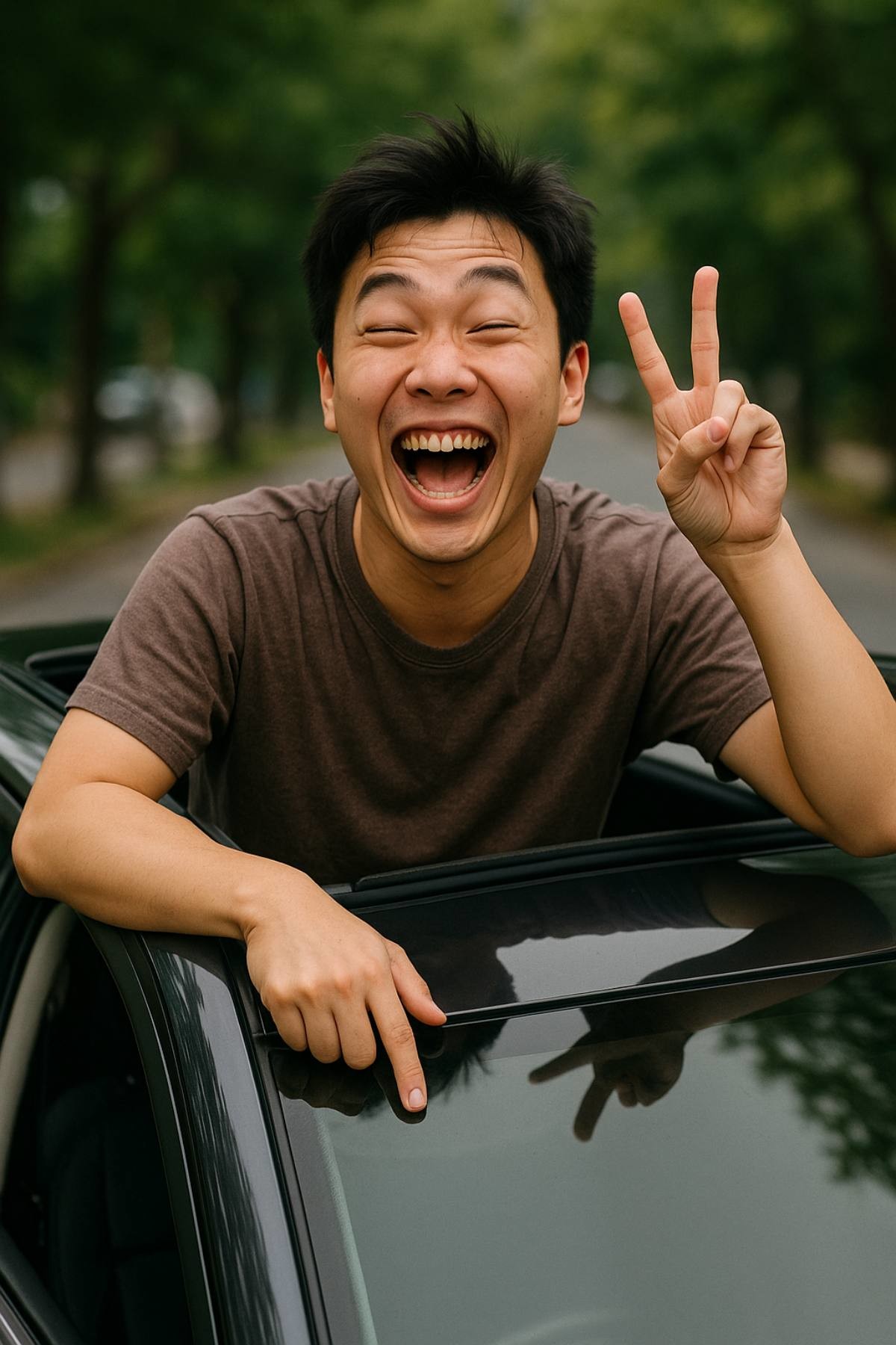 장난 삼아한 행동이라도 도로교통법에 따라 운전자에게 벌금 등이 부과될 수 있다. 기사 내용을 바탕으로 AI가 생성한 자료사진.