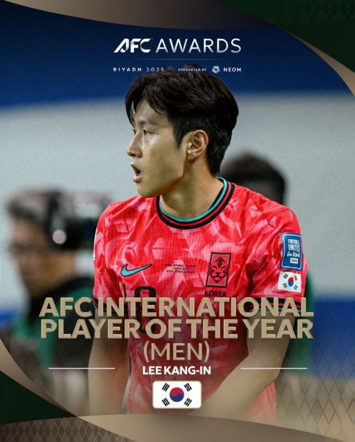 2025 AFC 남자 부문 아시아 올해의 국제선수상을 받은 축구선수 이강인. / AFC 공식 인스타그램