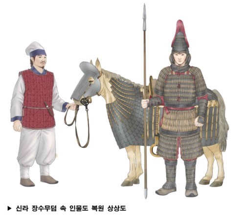 무덤의 주인공과 말, 순장자 복원 상상도. / 국가유산청 제공