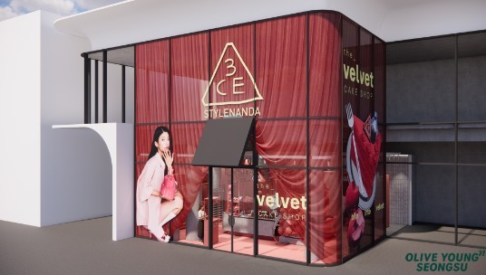 ‘3CE 벨벳 케이크 샵’ 팝업 스토어. / 3CE 제공