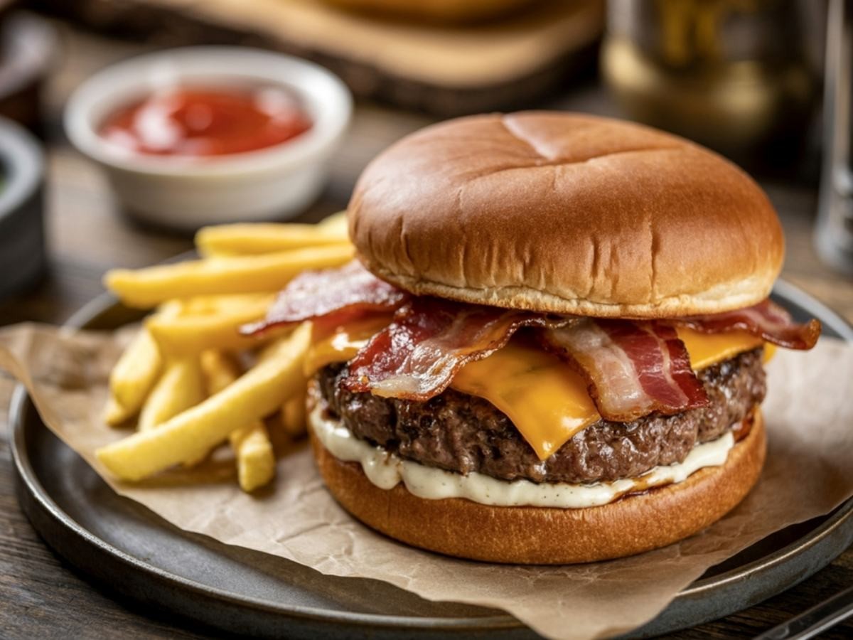 베이컨이 들어간 햄버거 /  Pablo Morales Food-shutterstock.com