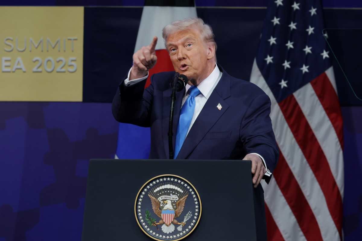 연설하는 트럼프 대통령. / 공동취재-뉴스1