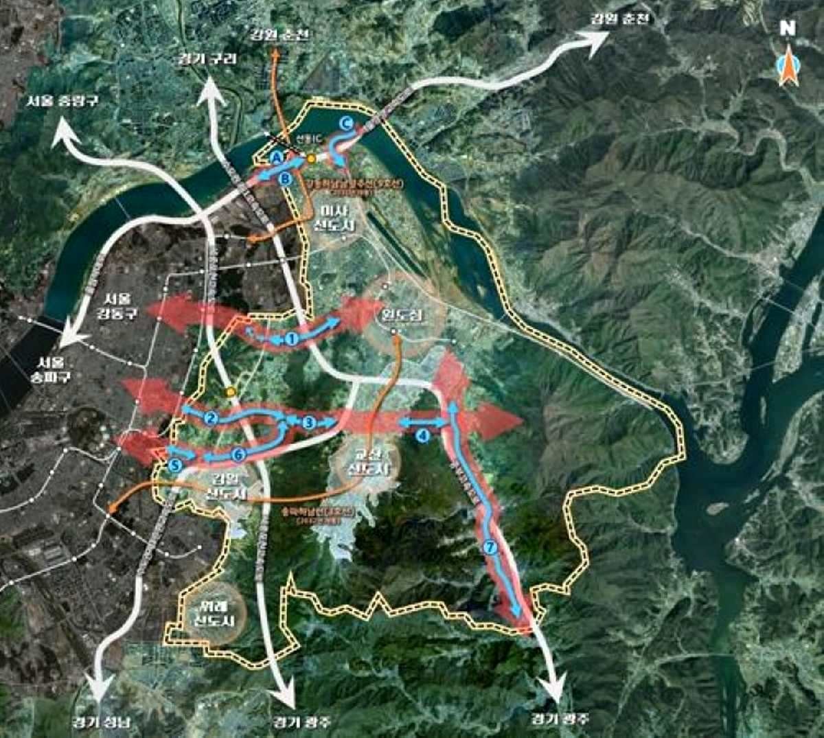 하남시가 추진 중인 7개 광역도로망 확충사업. 자료사진. / 하남시 제공