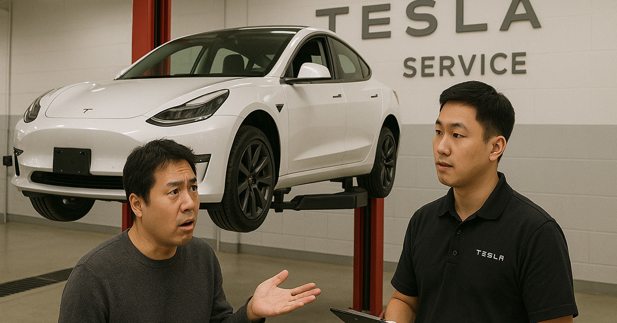 AI로 생성한 테슬라 서비스센터의 모습.