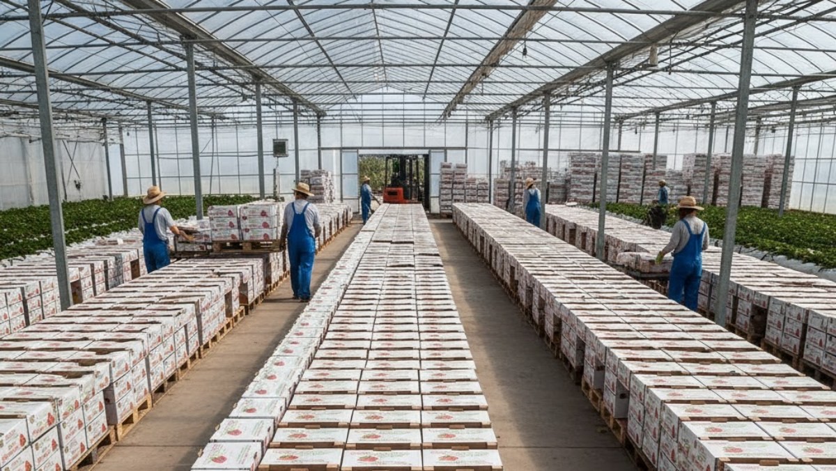 딸기 농가. 딸기가 포장돼 있다. 기사 내용을 바탕으로 AI가 생성한 자료사진. (실제와 차이가 있을 수 있음을 알립니다.)