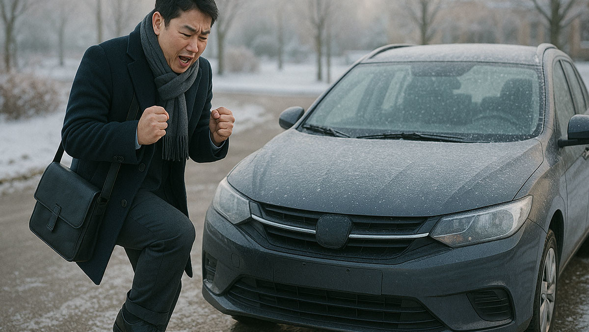 배터리 전압이 약하면 겨울철에 시동이 안 걸릴 수 있다. / AI로 생성한 이미지