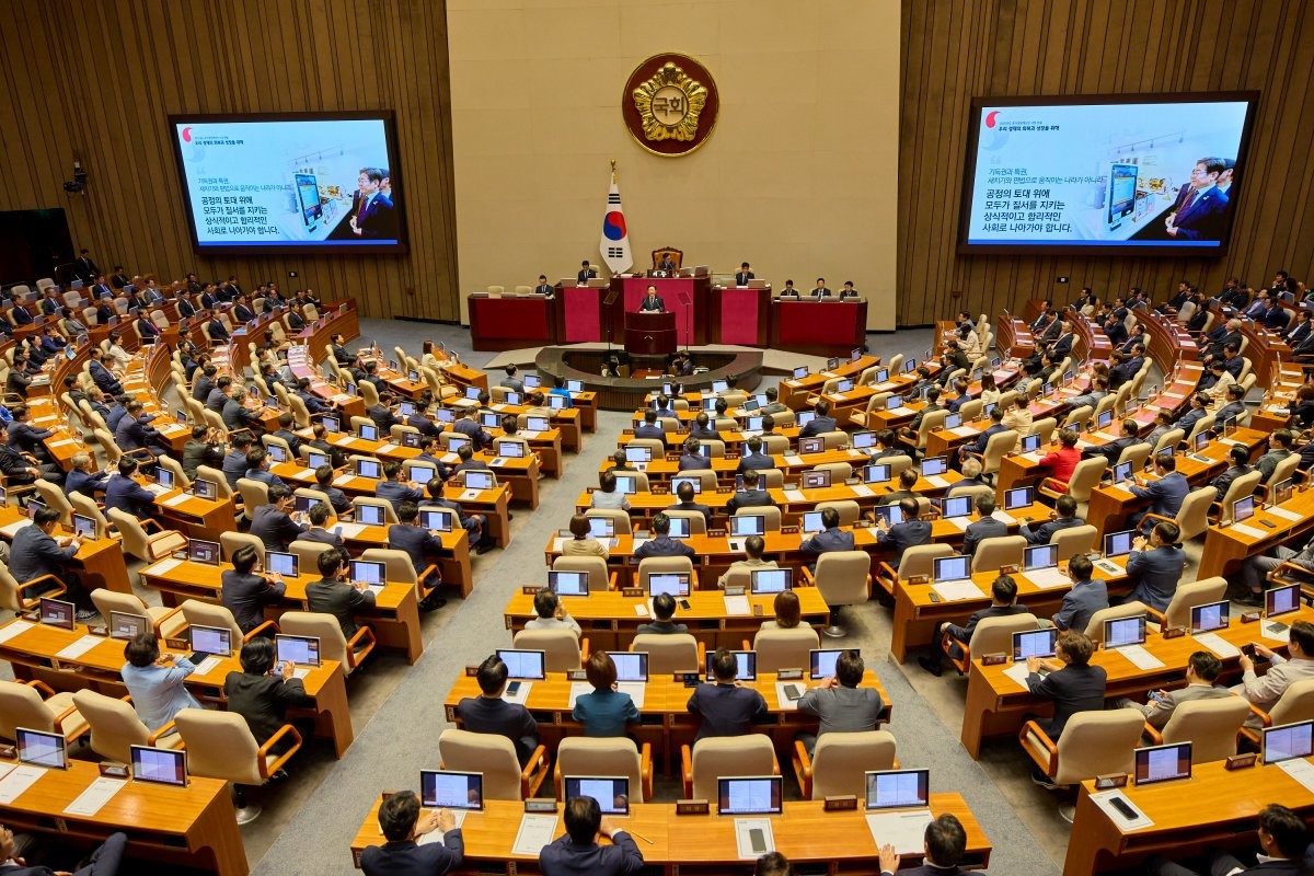 지난 6월 26일 이재명 대통령이 서울 여의도 국회에서 추가경정예산 시정연설을 하고 있다.  / 대통령실 제공, 뉴스1