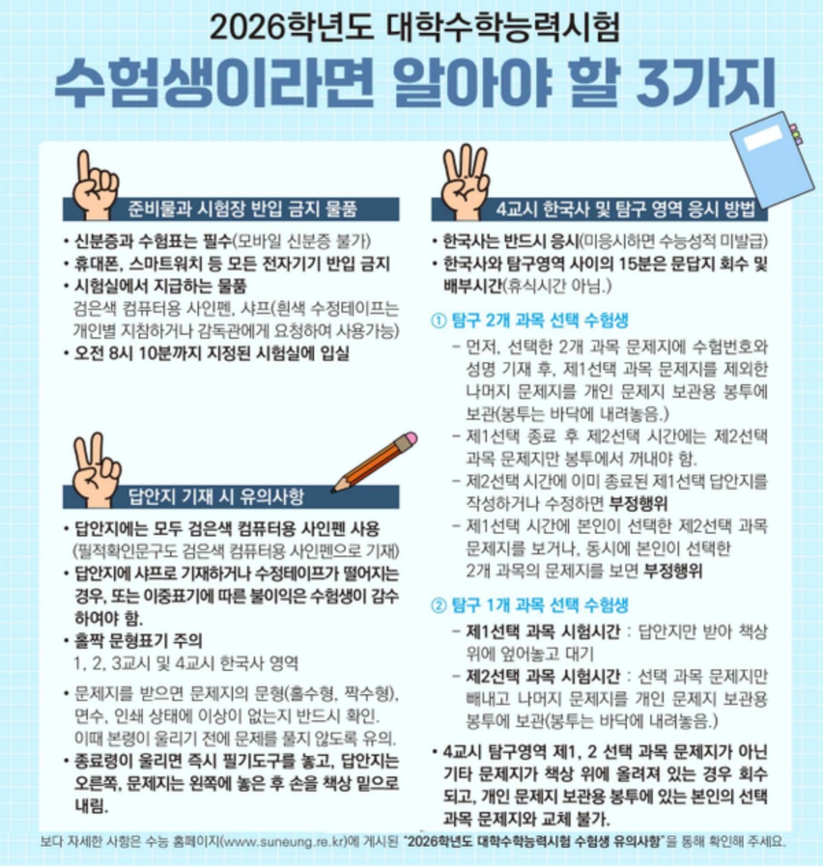 수능 주의사항 / 교육부 제공