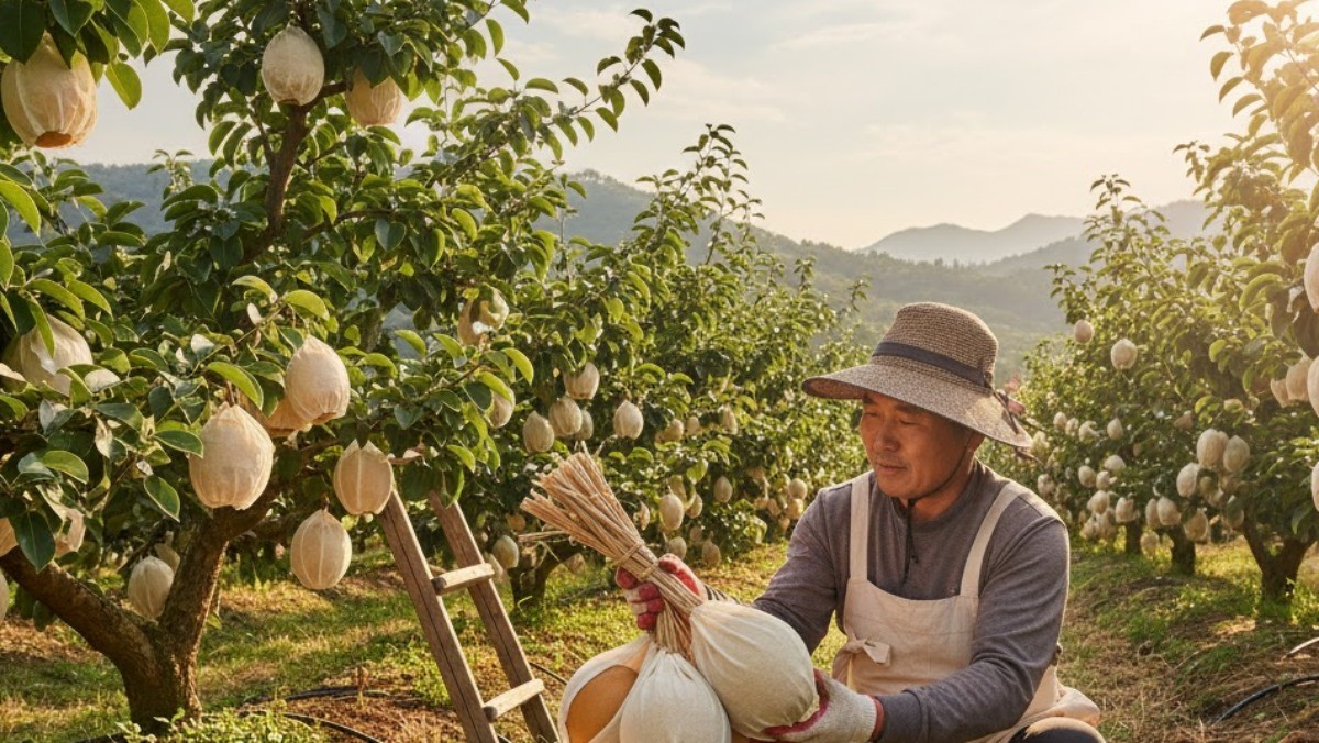 배 농가 모습. 기사 내용을 바탕으로 AI가 생성한 자료사진. (실제와 차이가 있을 수 있음을 알립니다.)