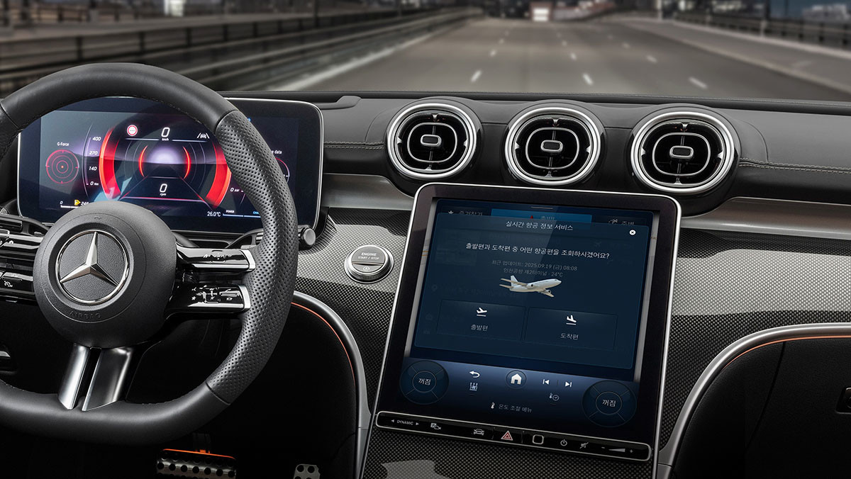 3세대 MBUX OTA 업데이트에 포함된 인천국제공항 실시간 항공 정보 서비스. / 메르세데스-벤츠 코리아
