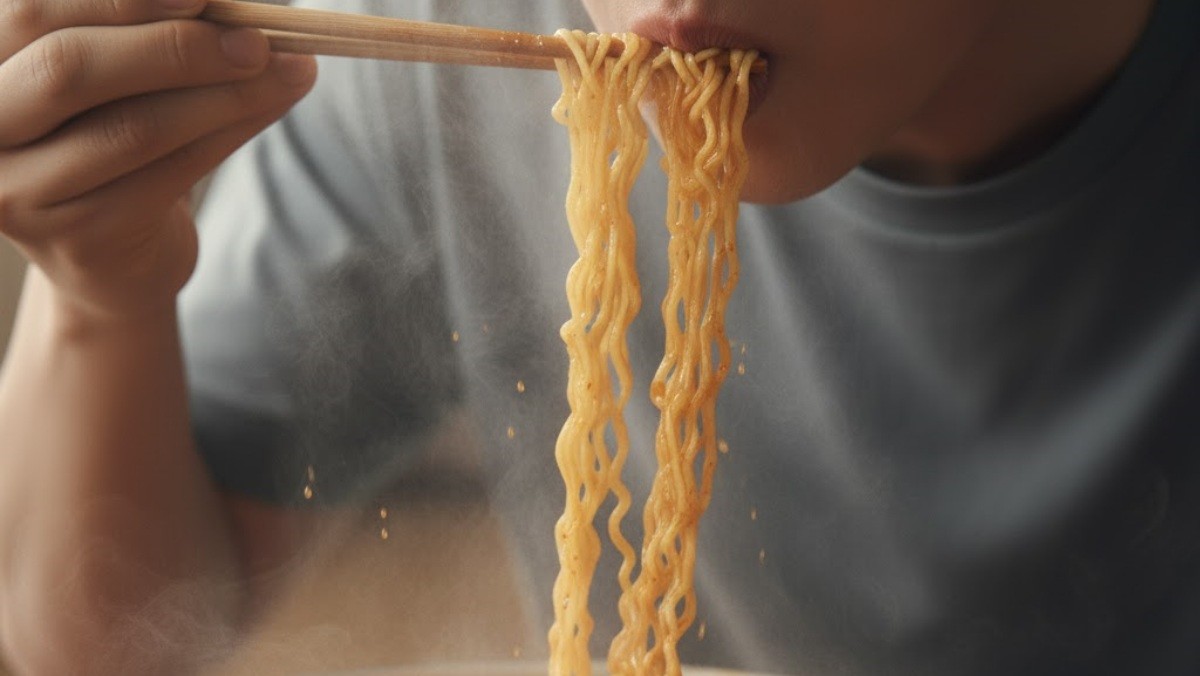 라면 먹는 사람. 기사 내용을 바탕으로 AI가 생성한 자료사진.