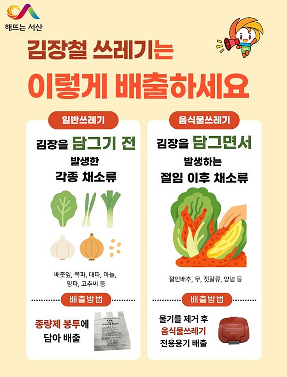 김장 쓰레기 올바른 배출법 안내 이미지 / 충남 서산시 제공
