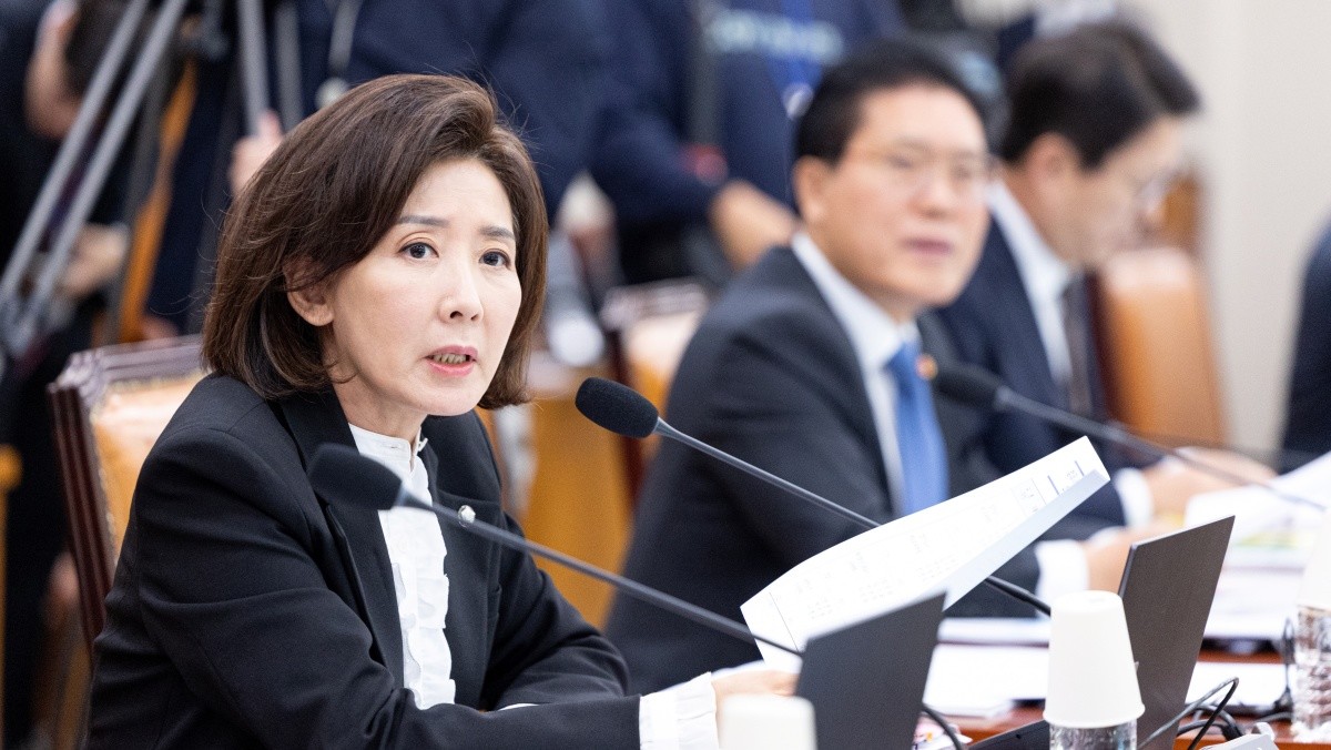 6일 서울 여의도 국회에서 열린 법제사법위원회 제429회국회(정기회) 제12차 전체회의에서 나경원 국민의힘 의원이 의사진행 발언권을 신청하고 있다. / 뉴스1