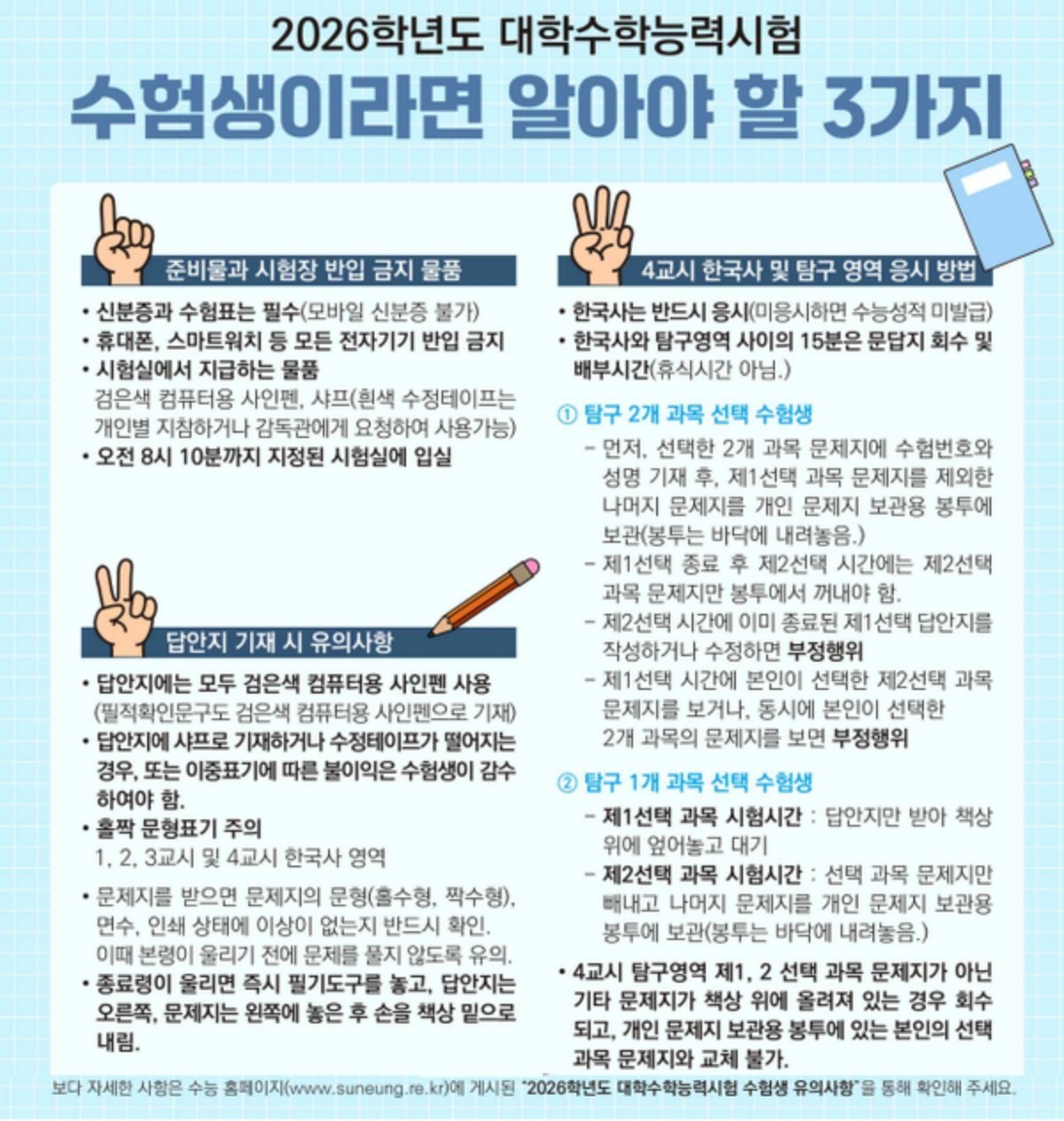 수능 주의사항 / 교육부 제공