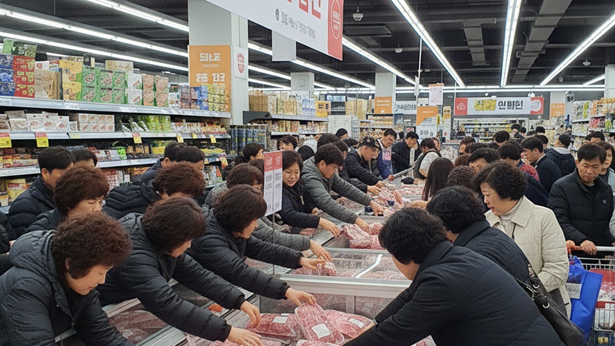 기사 이해를 돕기 위해 AI로 생성한 마트 고기 코너