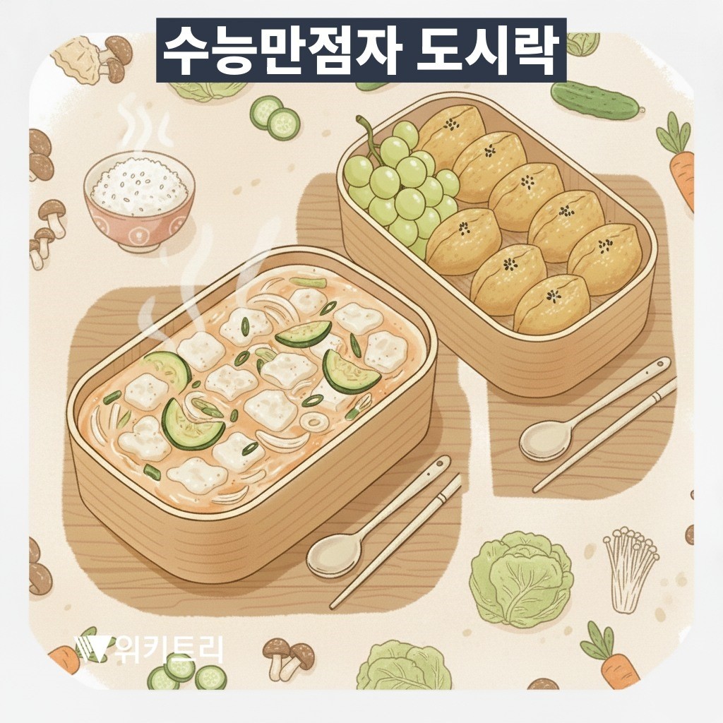 수능 만점자 도시락 일러스트.