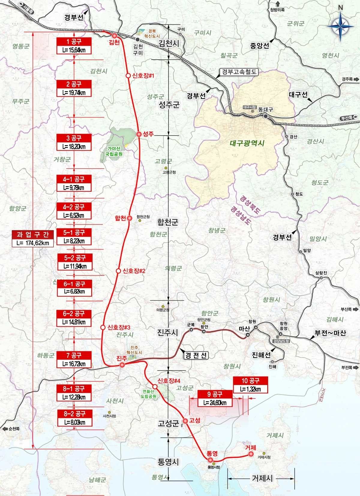 남부 내륙철도 노선도. / 국가철도공간