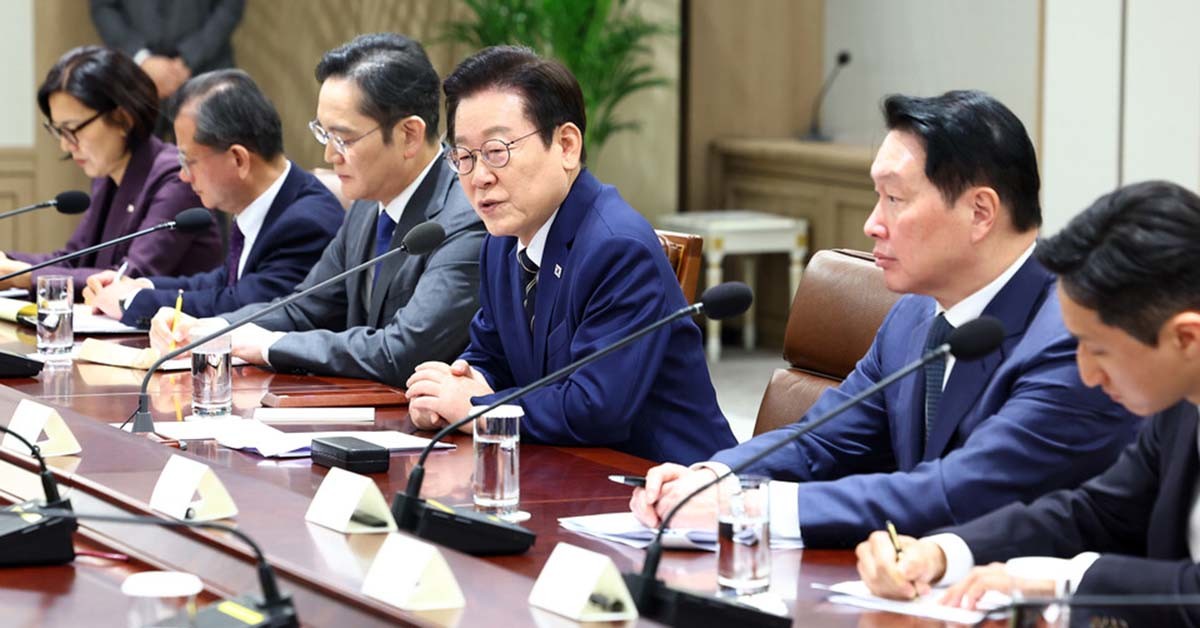 이재명 대통령이 16일 용산 대통령실에서 열린 한미 관세협상 후속 민관 합동회의에서 발언하고 있다. / 연합뉴스