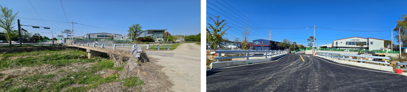 예지교 확장 공사 전(왼쪽)과 공사 후(오른쪽) 모습. / 용인특례시