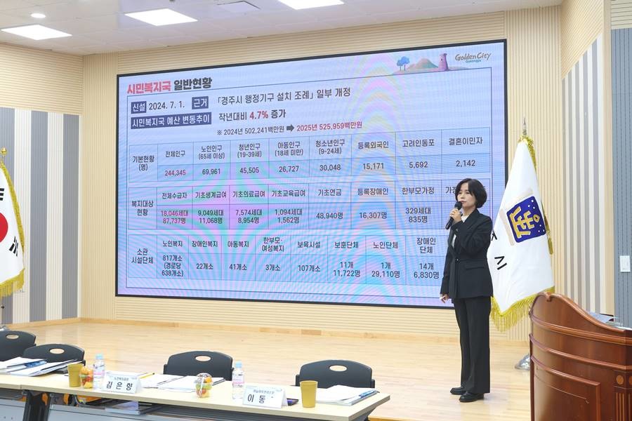 남미경 경주시 시민복지국장의 17일 언론브리핑 모습/경주시