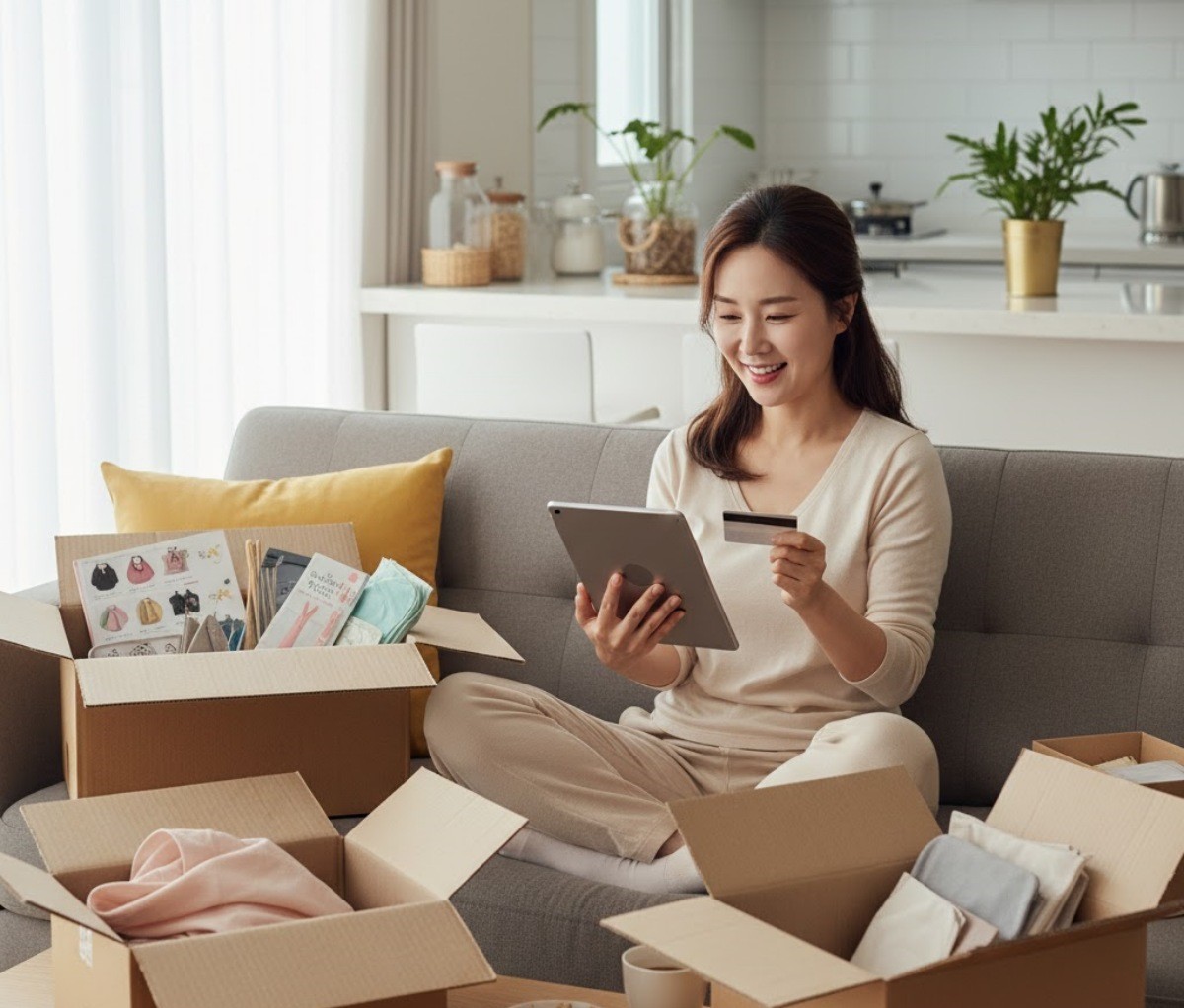 온라인 쇼핑하는 주부. 기사 내용을 바탕으로 AI가 생성한 자료사진.