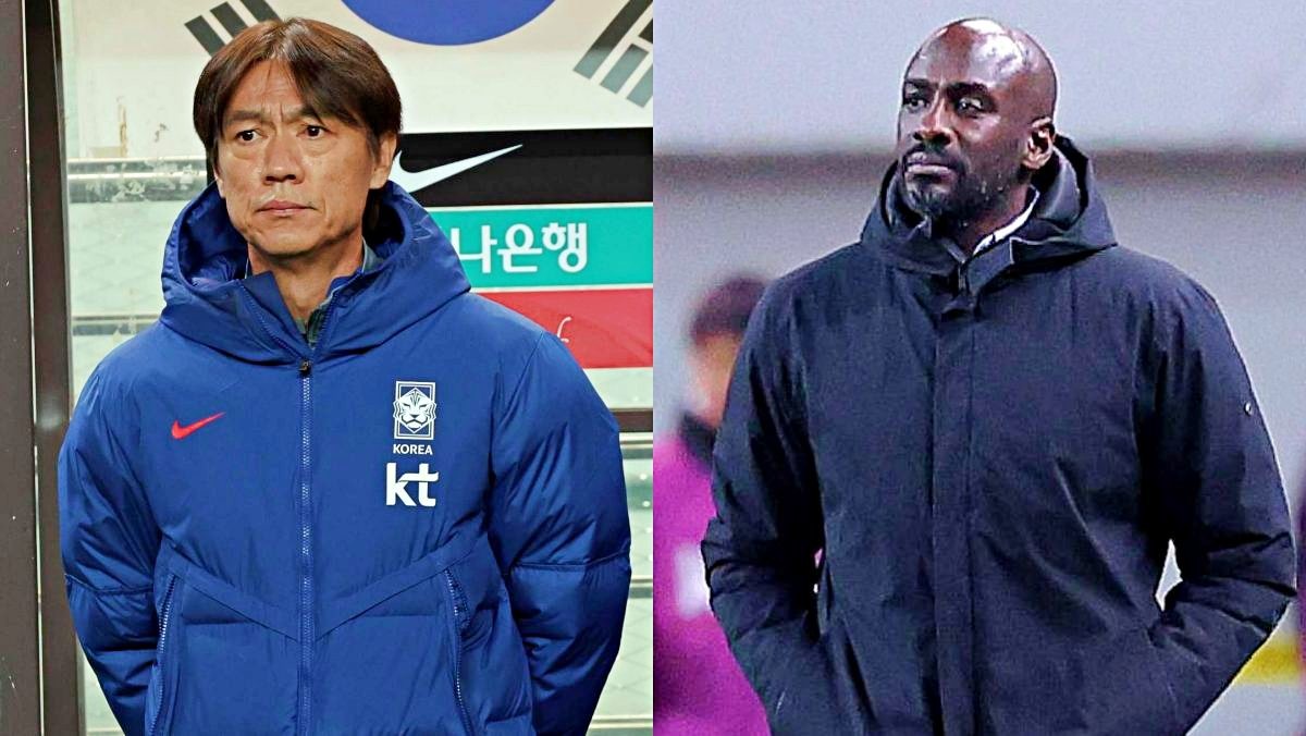 홍명보 한국 축구대표팀 감독과 오토 아도 가나 축구대표팀 감독. / 뉴스1