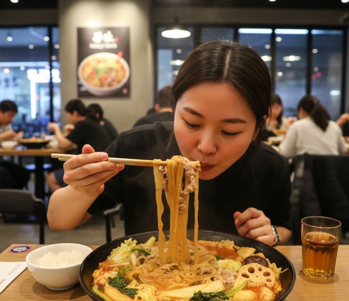 마라탕먹는 사람. 기사 내용을 바탕으로 AI가 생성한 자료사진.
