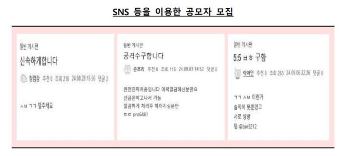 SNS 등을 이용한 공모자 모집 이미지. / 금융감독원 제공