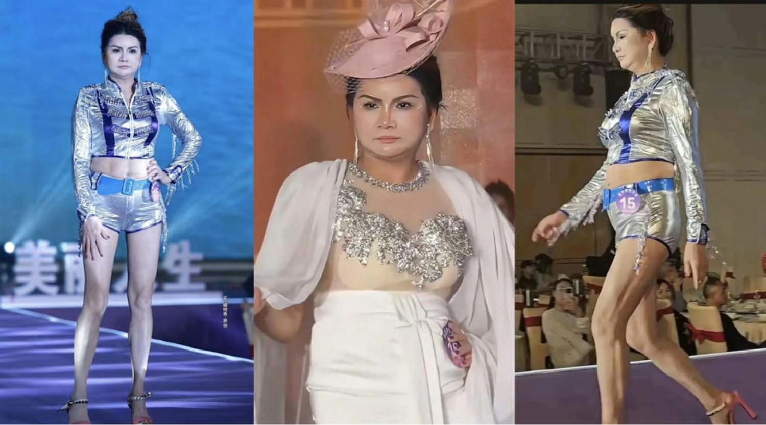 광둥성 여성 모델 부문 우승 트로피를 받은 15번 참가자. / 시나닷컴