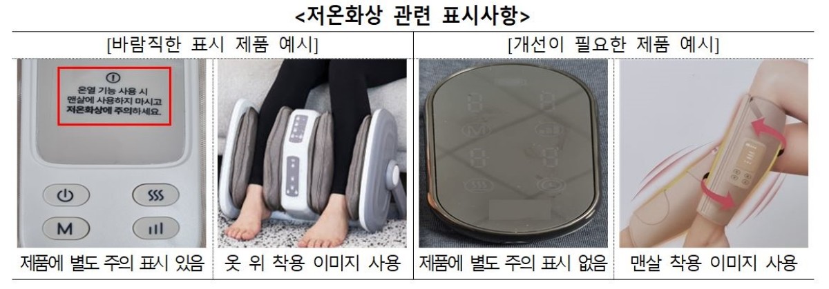 저온화상 관련 표시사항 / 한국소비자원 제공
