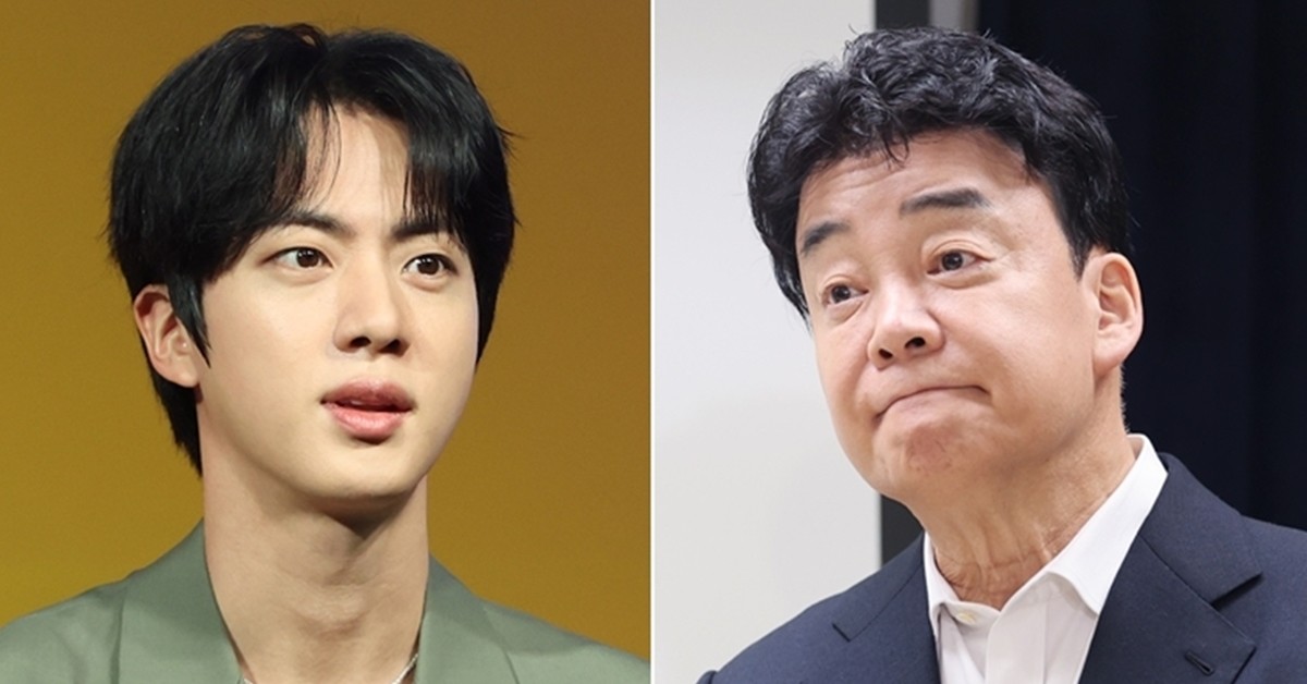 BTS 멤버 진(왼쪽)과 백종원 더본코리아 대표 / 연합뉴스