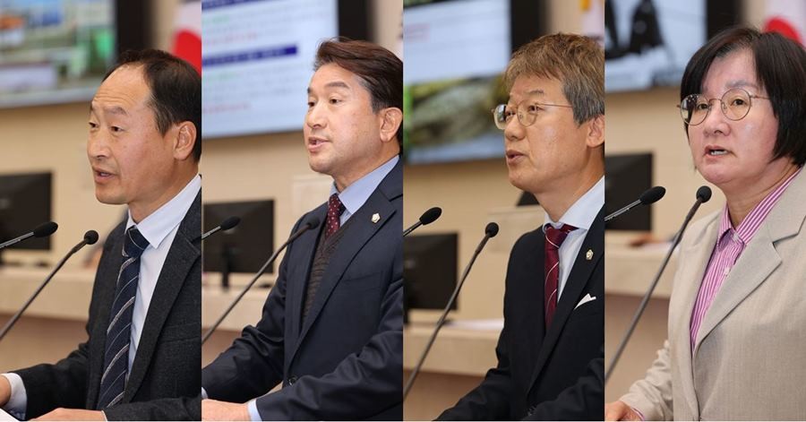 제326회 임시회 제2차 본 회의에서 5분 자유발언을 하고 있는 최광열, 조민성, 김상백, 김은주 의원(사진 좌측부터) / 포항시의회 제공