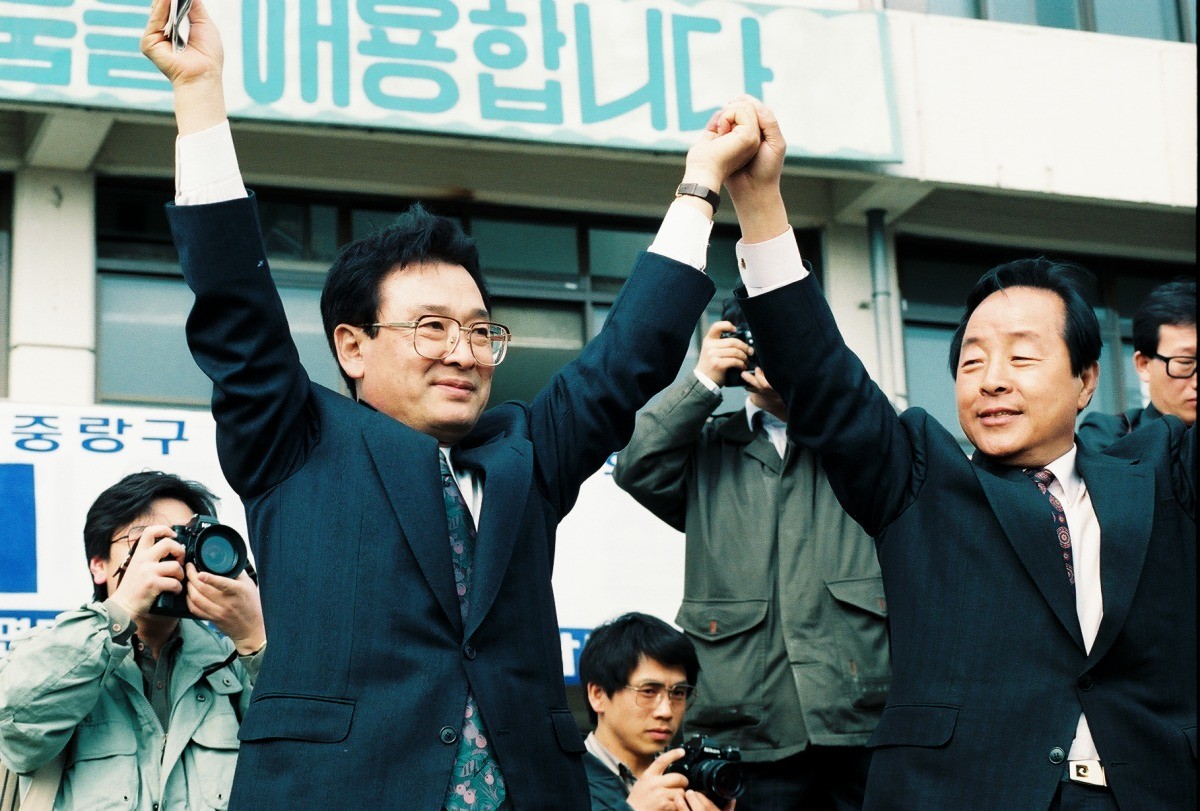 민자당 중량갑 정당연설회 당시 이순재 / 연합뉴스