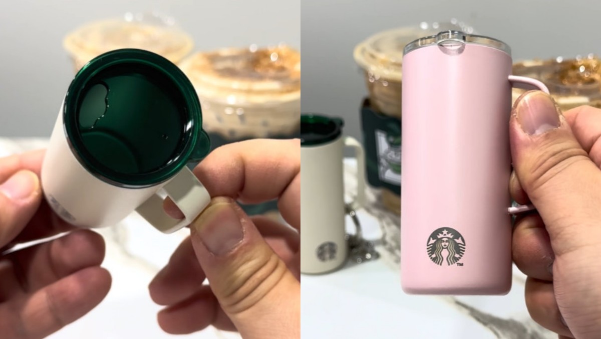 스타벅스 텀블러 키링. / 유튜브 '그리즐리 브로 Grizzly Bro' 영상 캡쳐