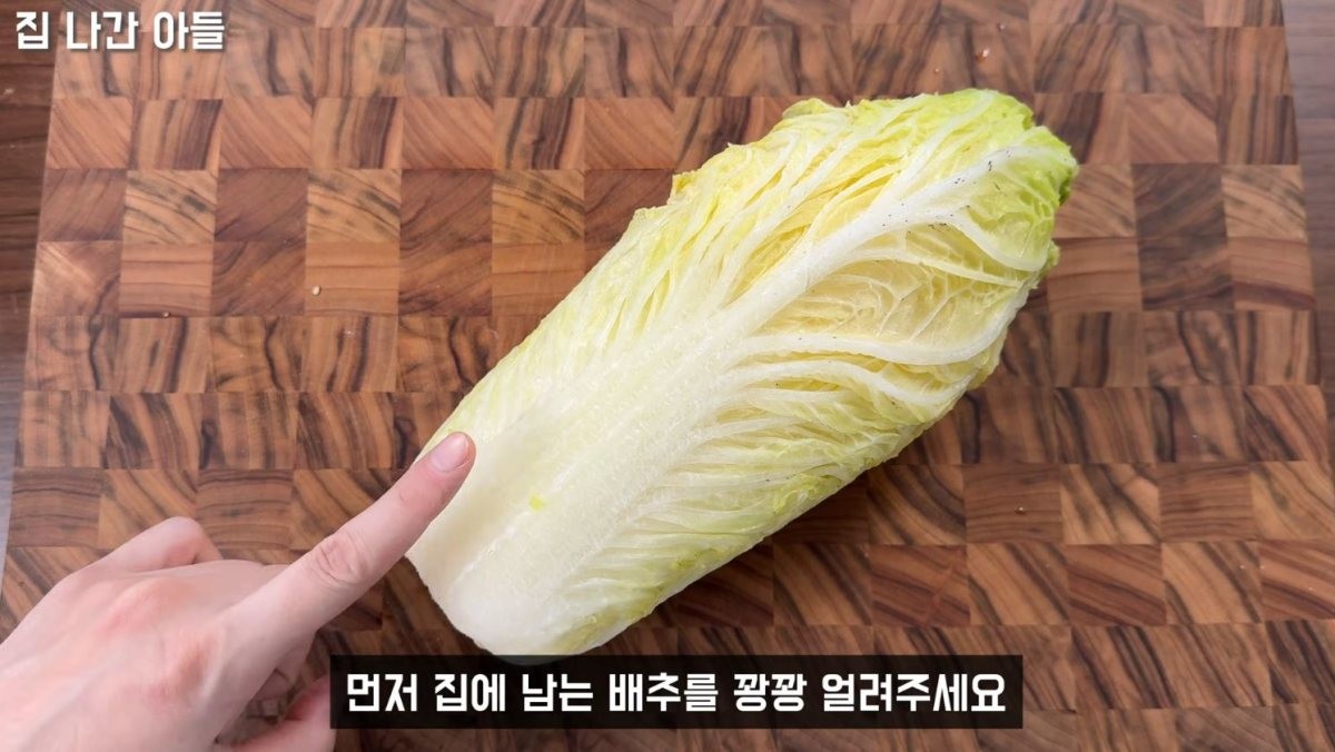 얼려진 배추. / 유튜브 '집나간아들 Runaway Son'