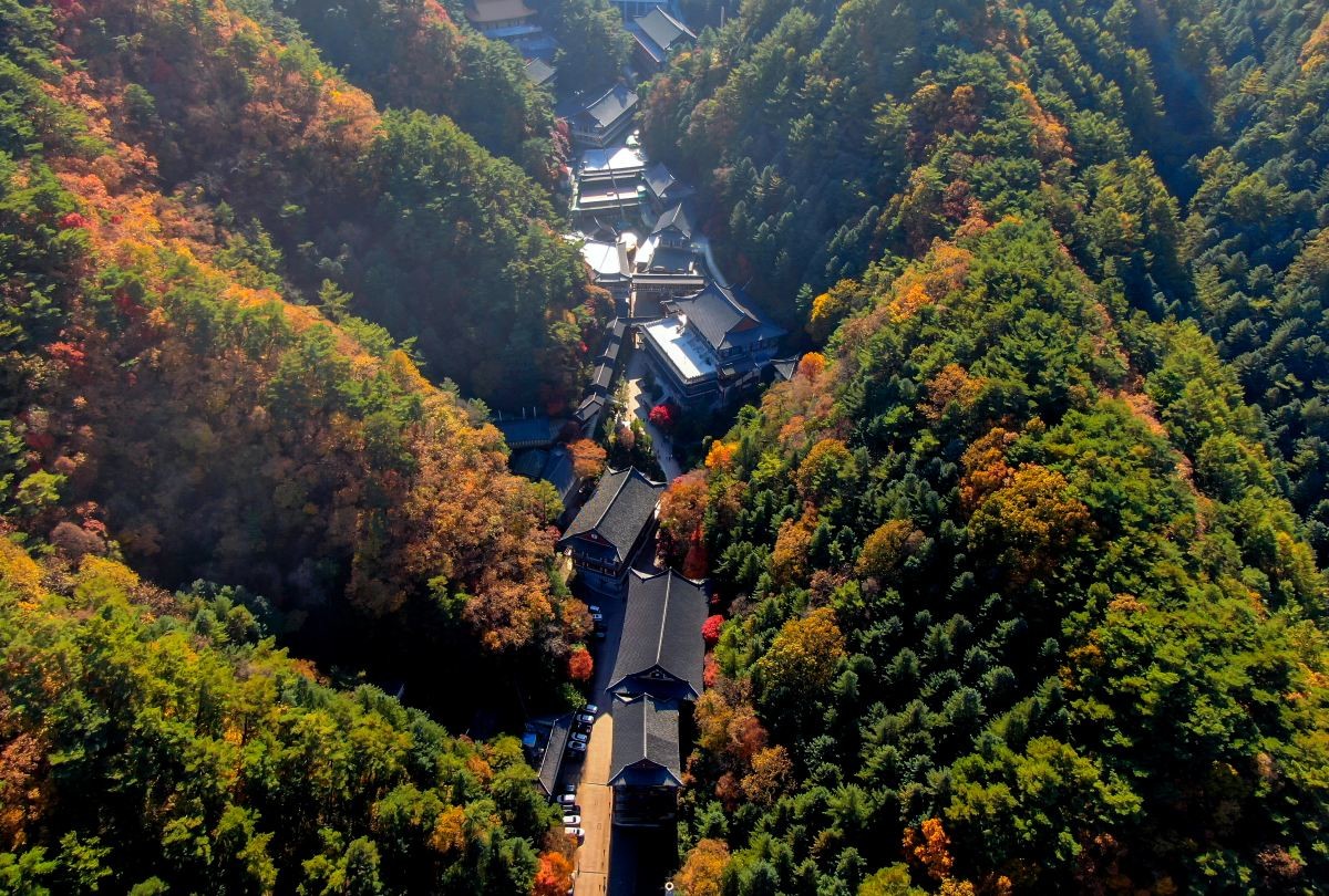 충북 단양군 영춘면 소백산에서 바라본 구인사. / 뉴스1