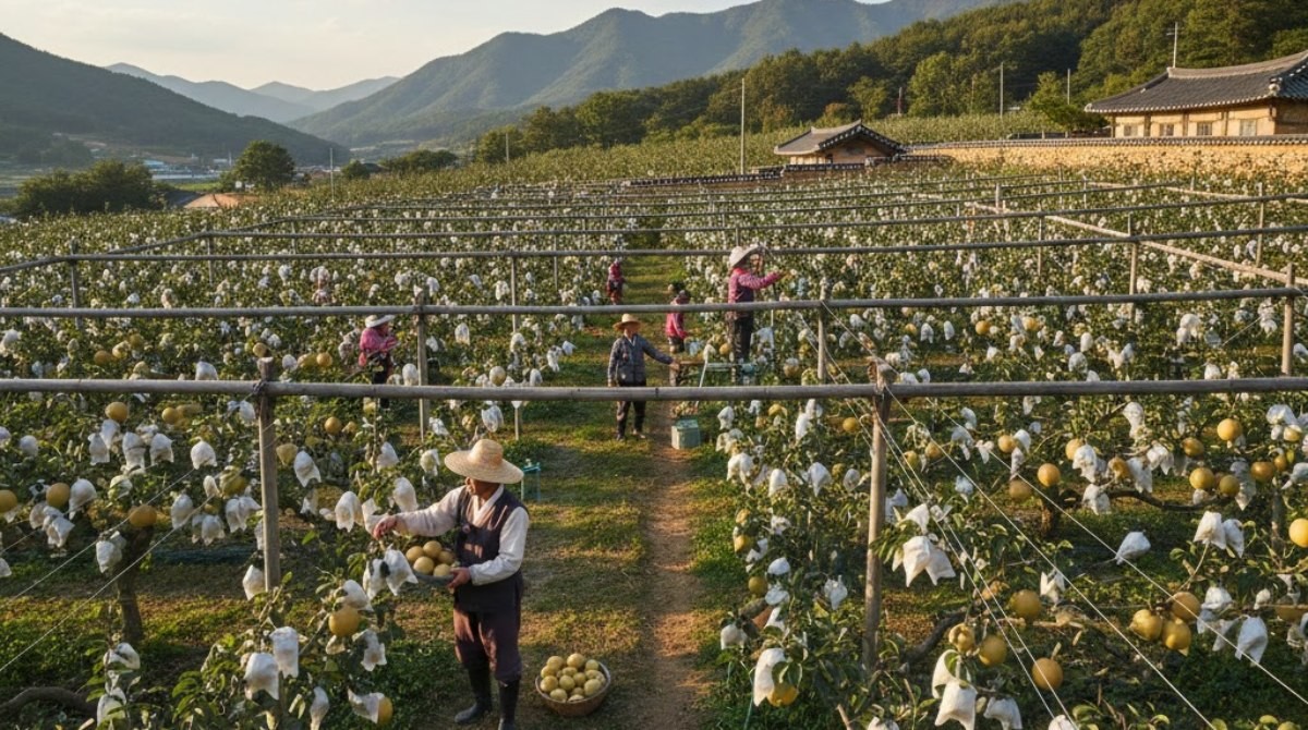 배 농가. AI가 생성한 자료사진. 기사 내용과 직접적인 연관은 없음을 알립니다.