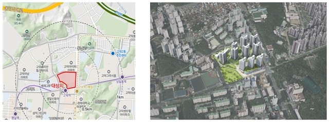 고덕8단지 도심 공공주택 복합지구 위치도·조감도