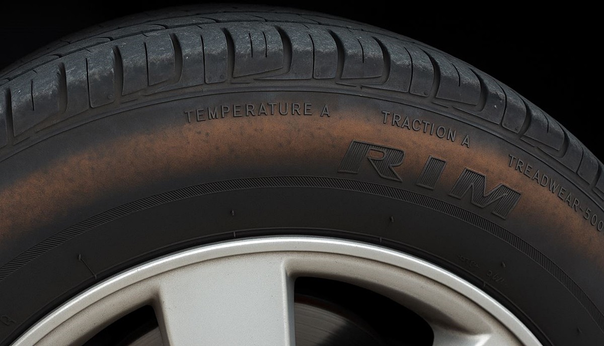 갈변 현상으로 인해 일부분이 갈색으로 변한 자동차 타이어 모습. 기사 이해를 돕기 위해 AI를 활용해 제작한 자료 사진. 실제 모습과 다소 차이가 있을 수 있다.