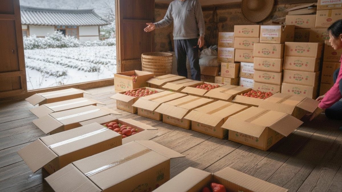 딸기 농가 모습. AI가 생성한 자료사진. (기사 속 내용과 직접적인 연관은 없음을 밝힙니다.)