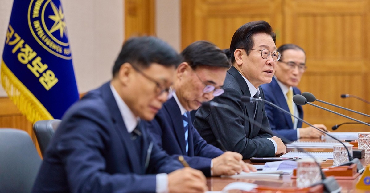 이재명 대통령이 28일 국가정보원에서 열린 업무보고에서 발언하고 있다. / 대통령실