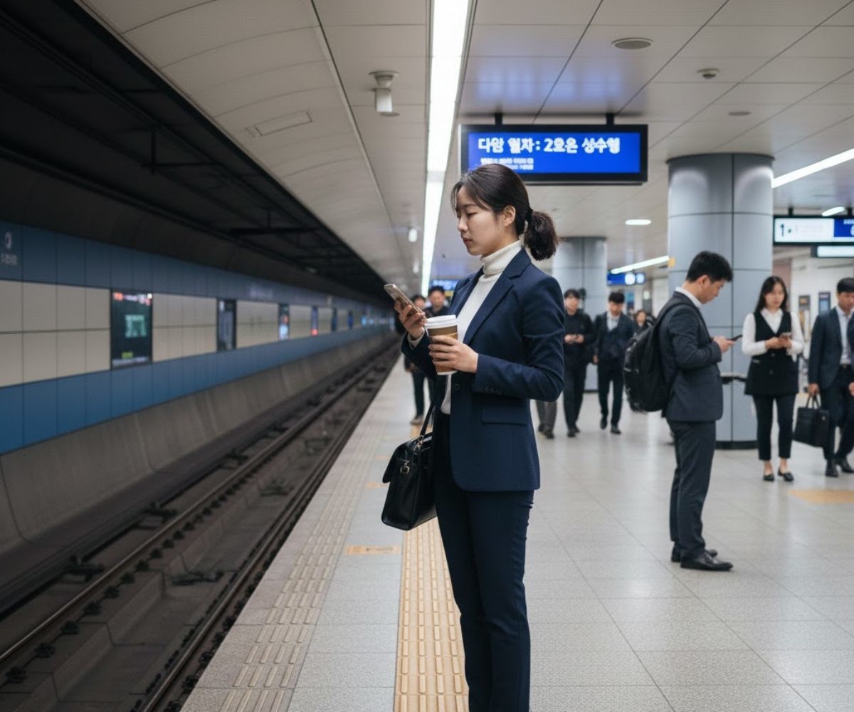지하철 기다리는 직장인. 기사 내용을 바탕으로 AI가 생성한 자료사진.