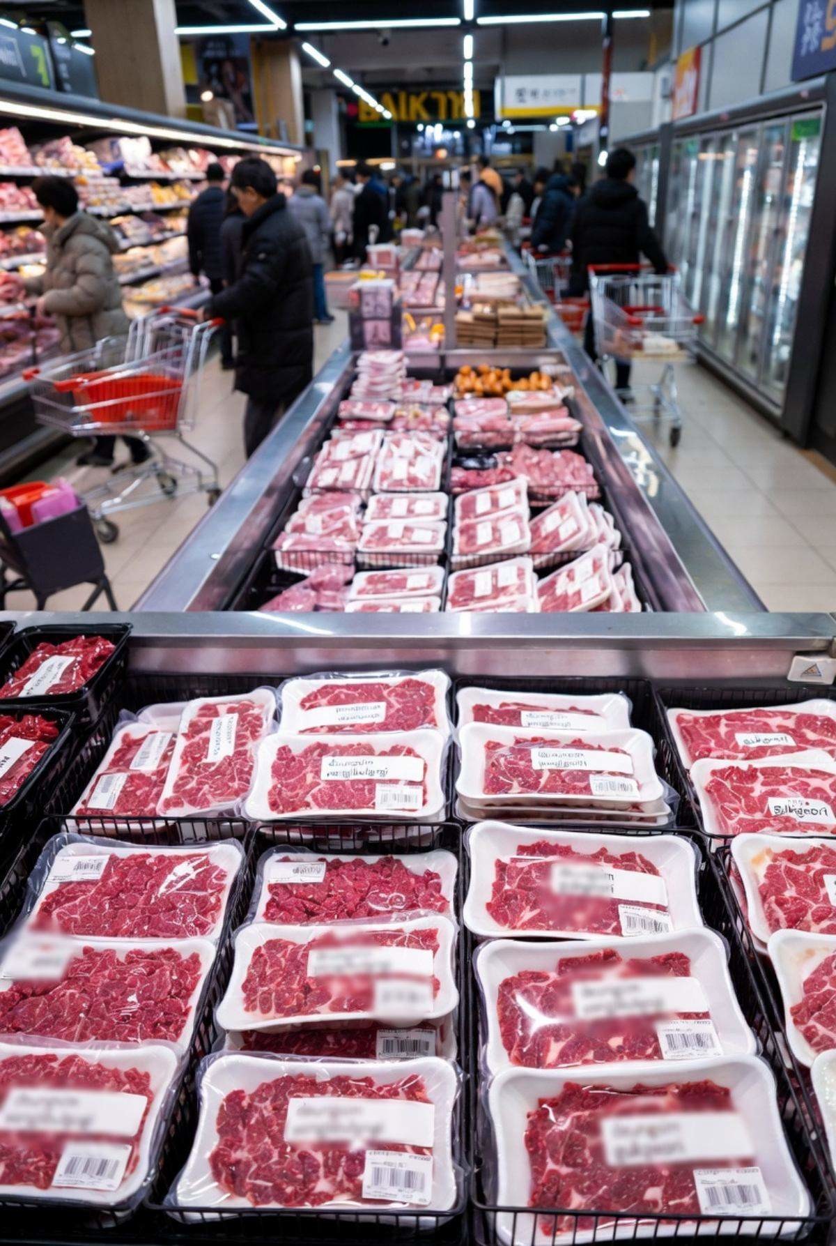 마트 정육 코너. 기사 내용을 바탕으로 AI가 생성한 자료사진.